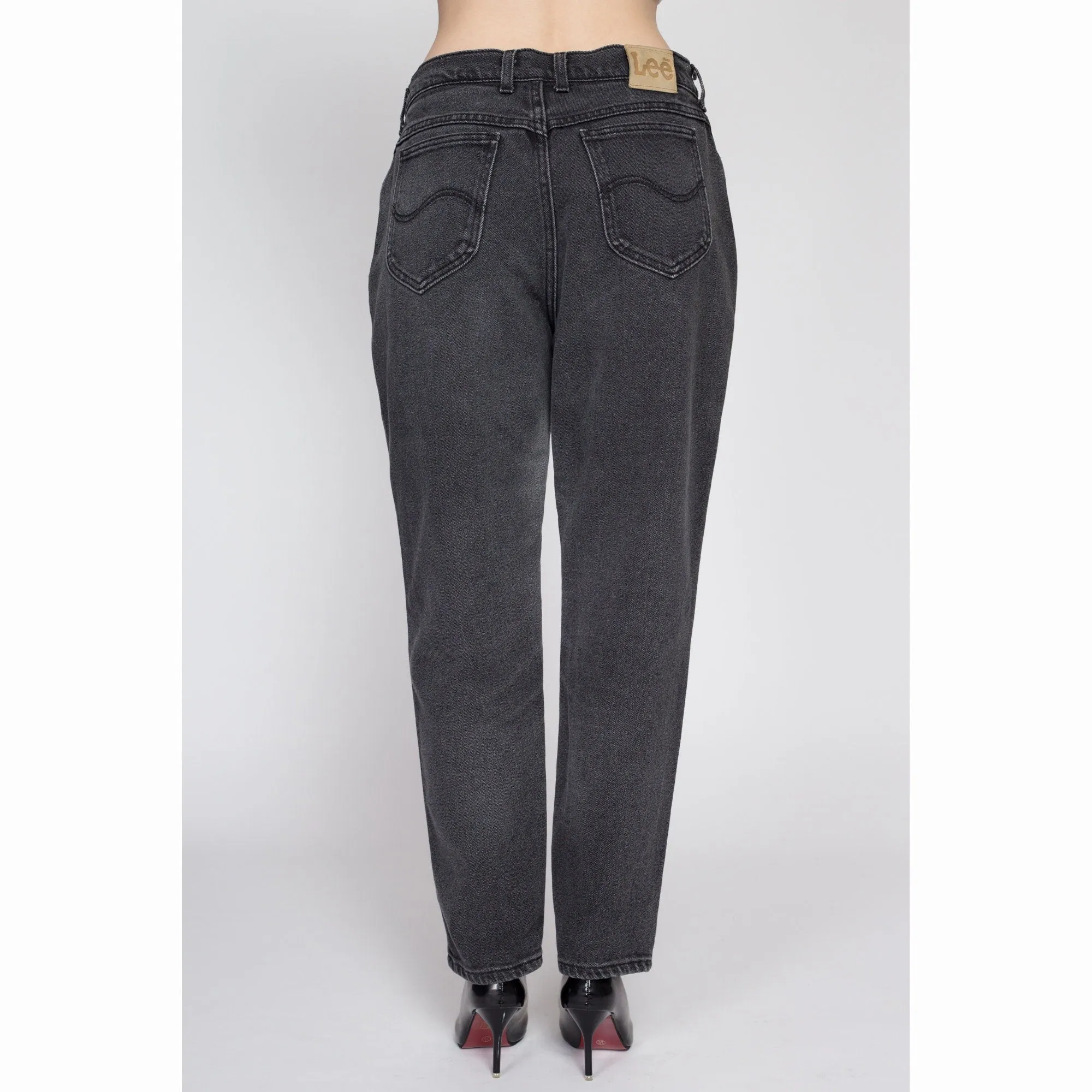 Large 90s Lee Faded Black High Waisted Jeans 32"-34"