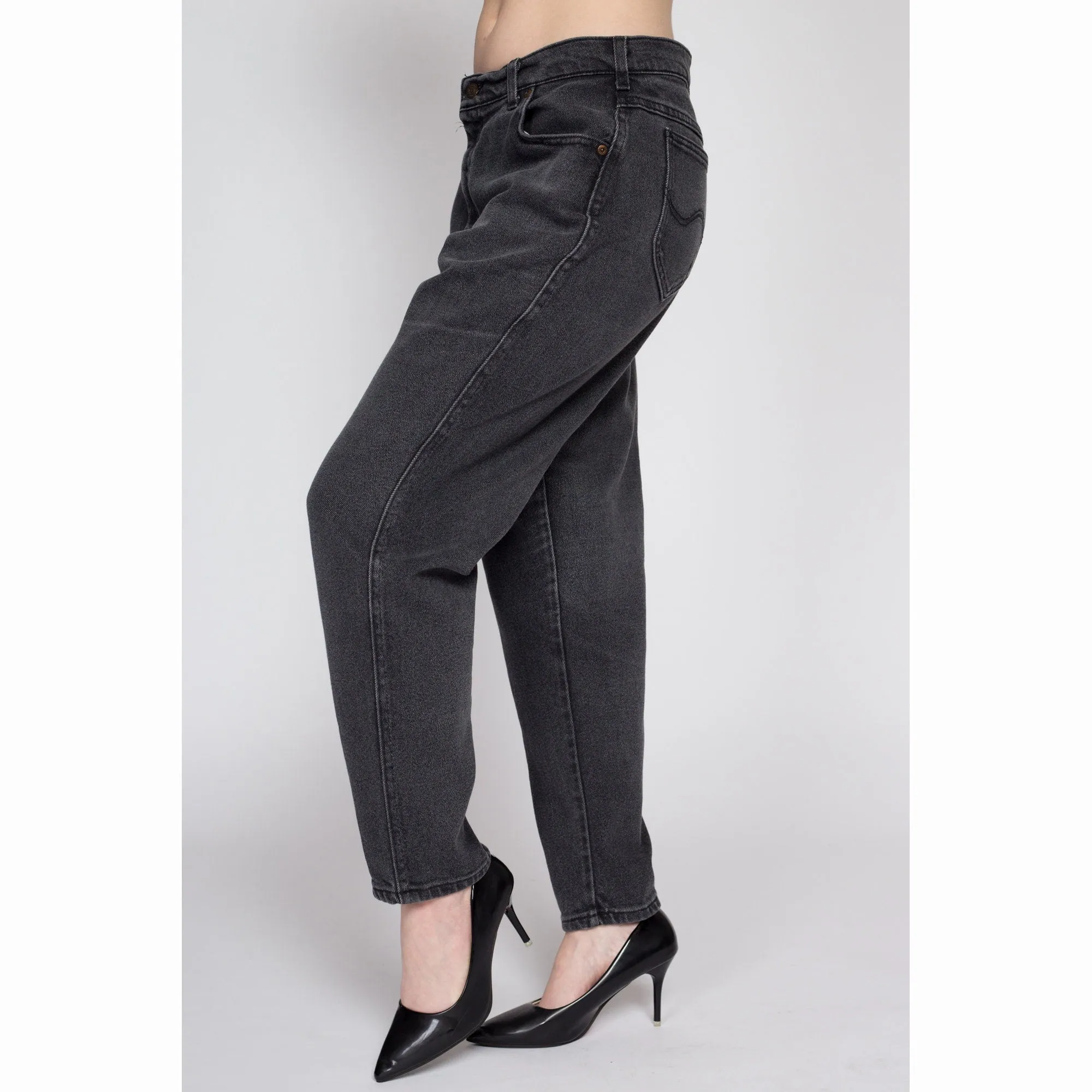 Large 90s Lee Faded Black High Waisted Jeans 32"-34"