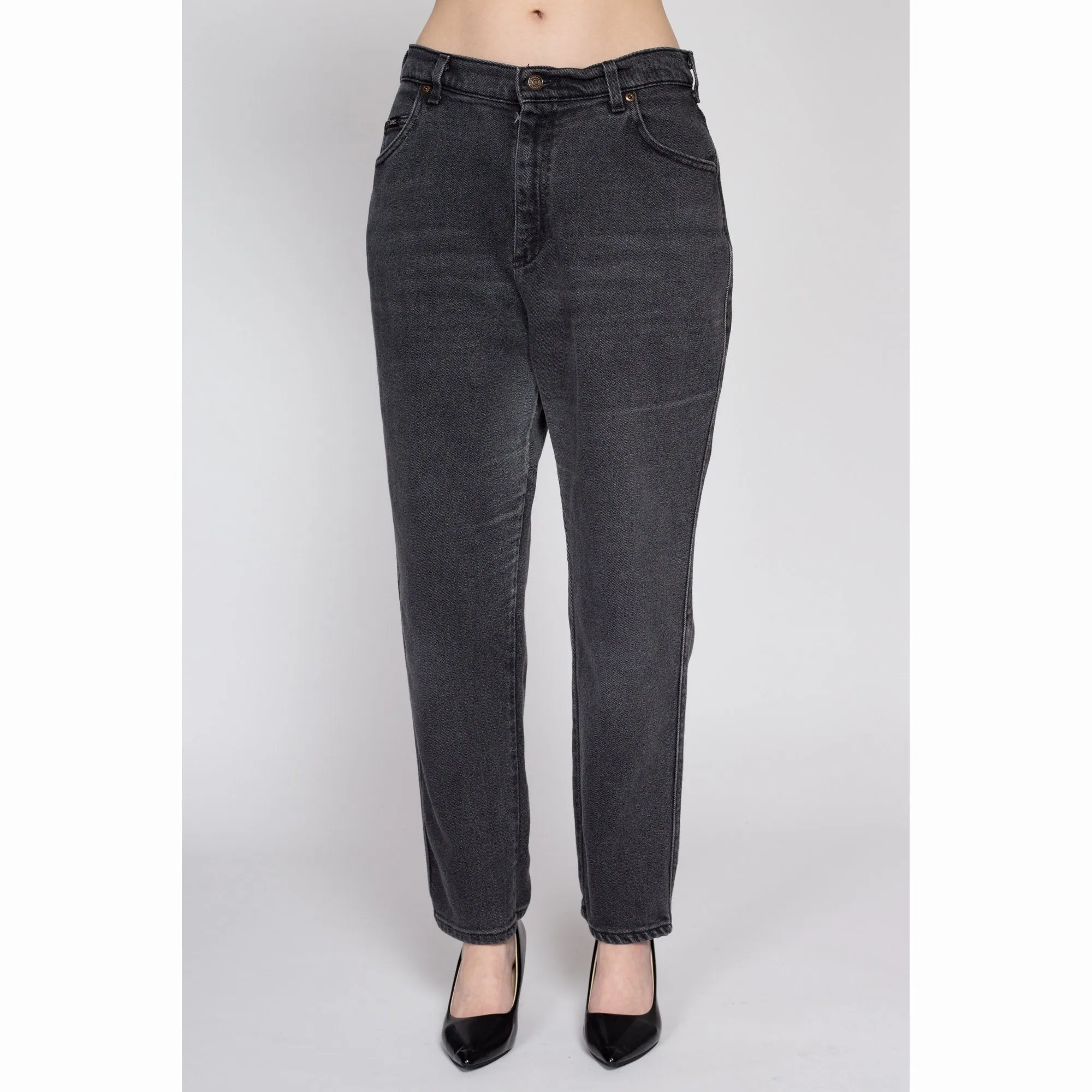 Large 90s Lee Faded Black High Waisted Jeans 32"-34"