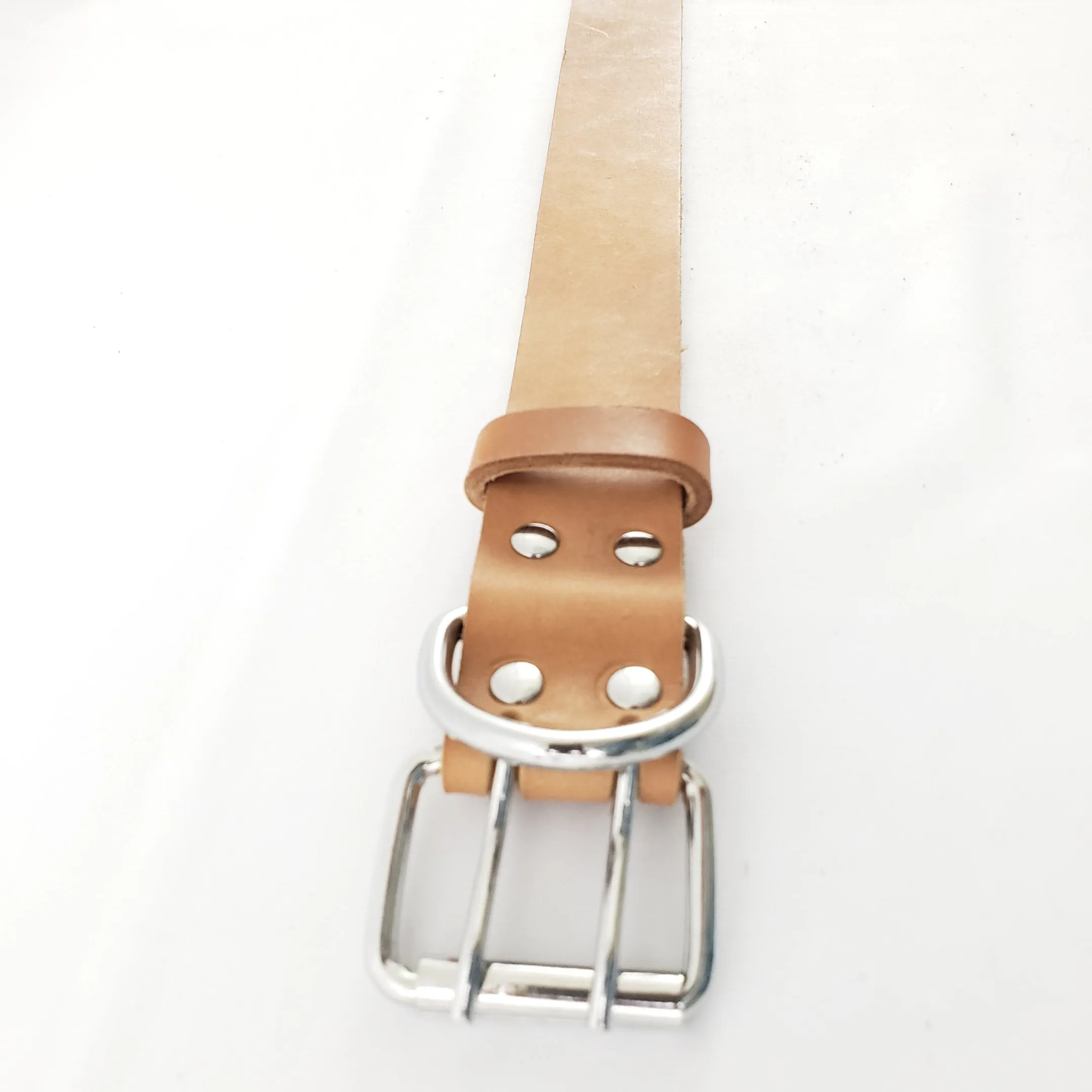 Leather Dog Collar Plane Dark Tan - Large