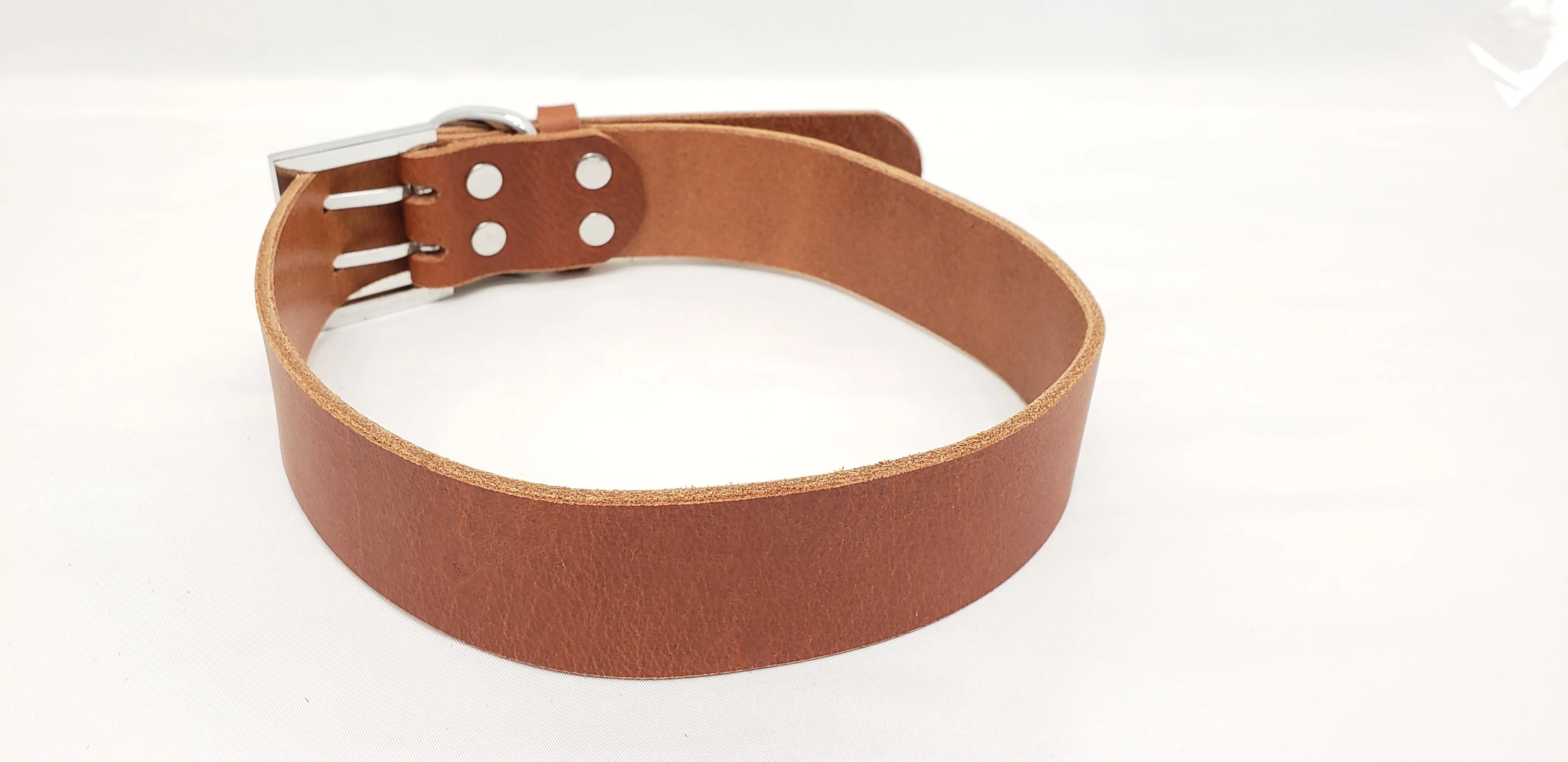 Leather Dog Collar Plane Dark Tan - Large