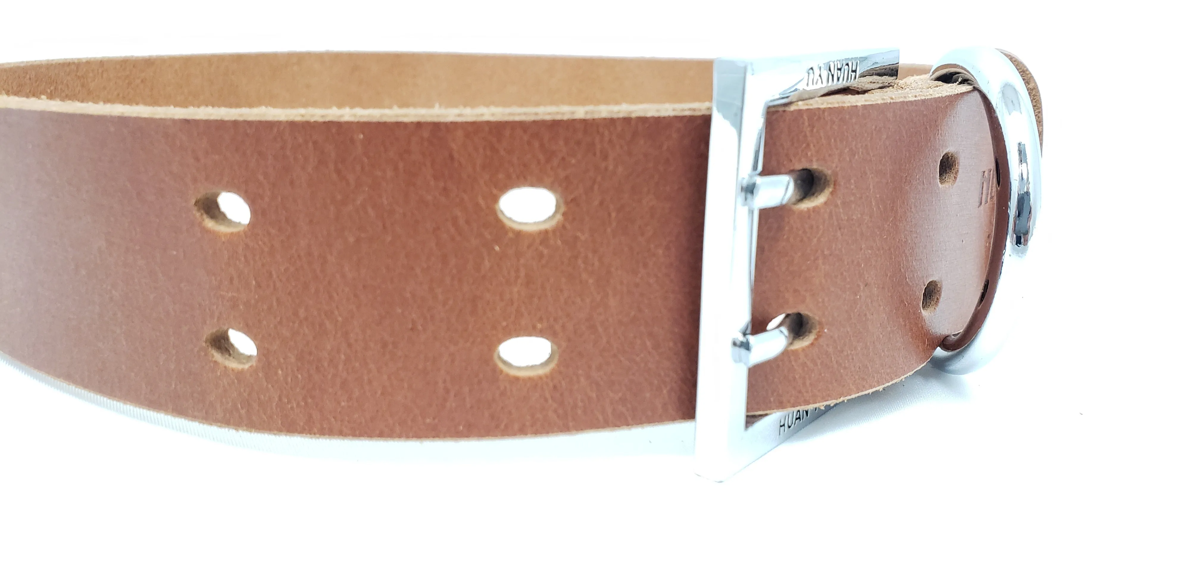 Leather Dog Collar Plane Dark Tan - Large