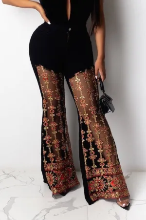 LUNAR LACE FRAYED JEANS