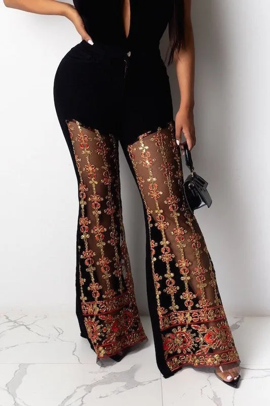 LUNAR LACE FRAYED JEANS