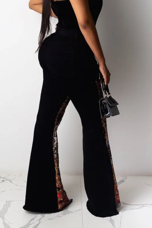 LUNAR LACE FRAYED JEANS