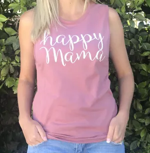 Mauve "Happy Mama" Muscle Tank