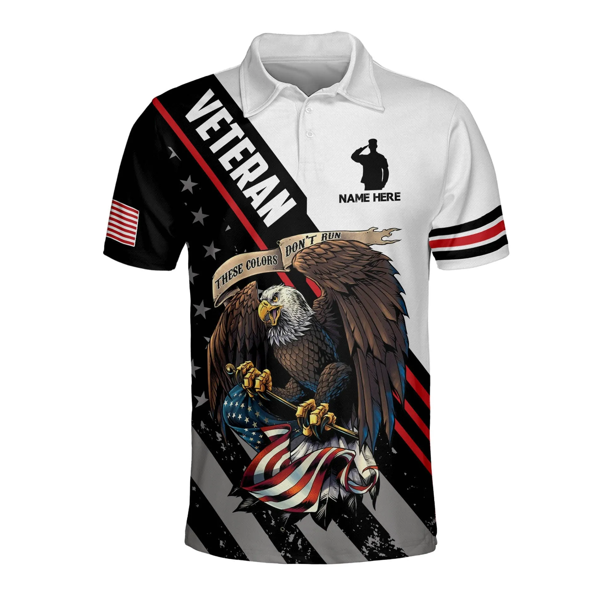 Military Veteran American Eagle Polo Shirt, Personalized Veteran Polo Shirt