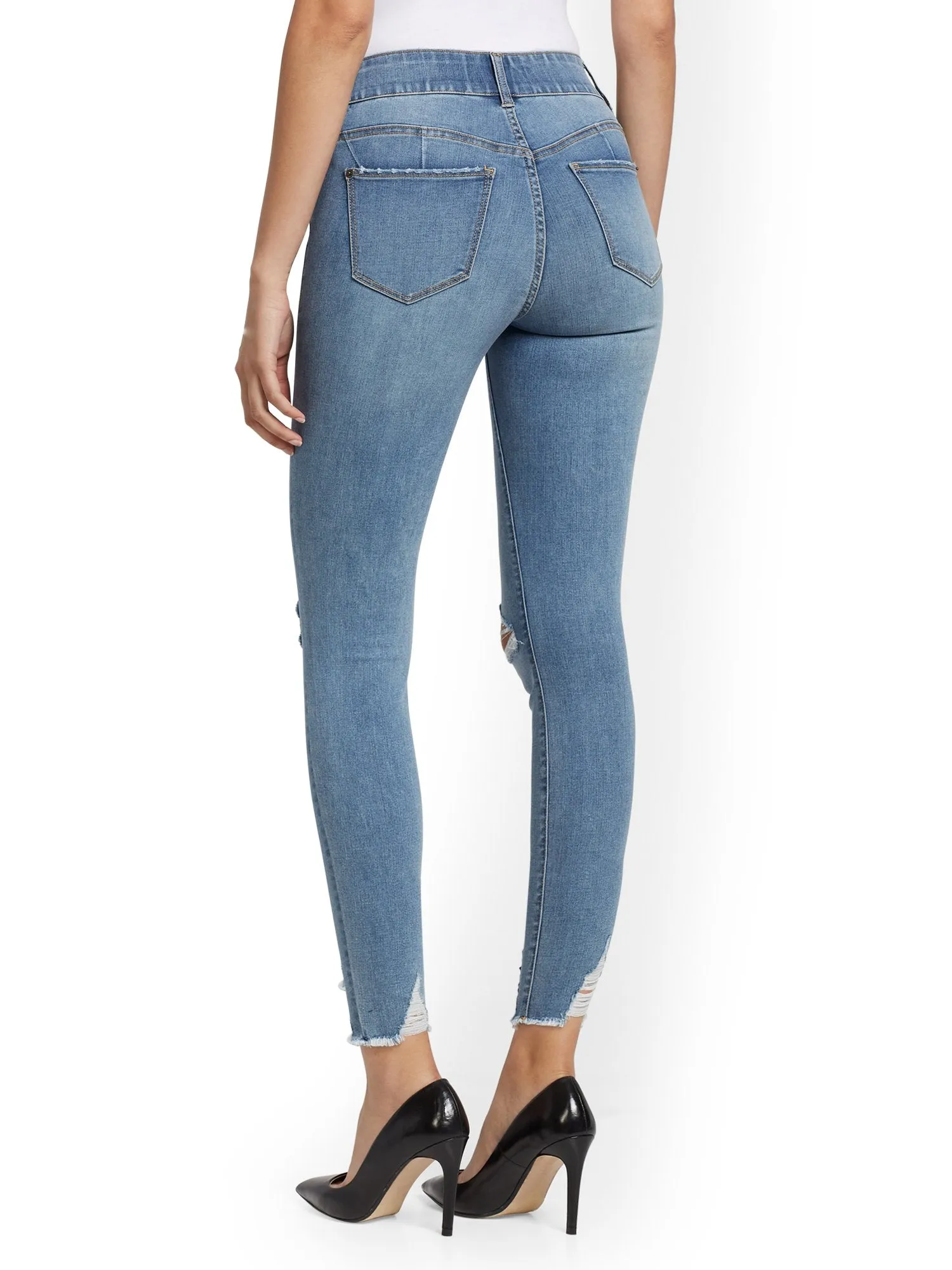 Mya Curvy High-Waisted Sculpting No Gap Super-Skinny Ankle Jeans - Lavish Blue