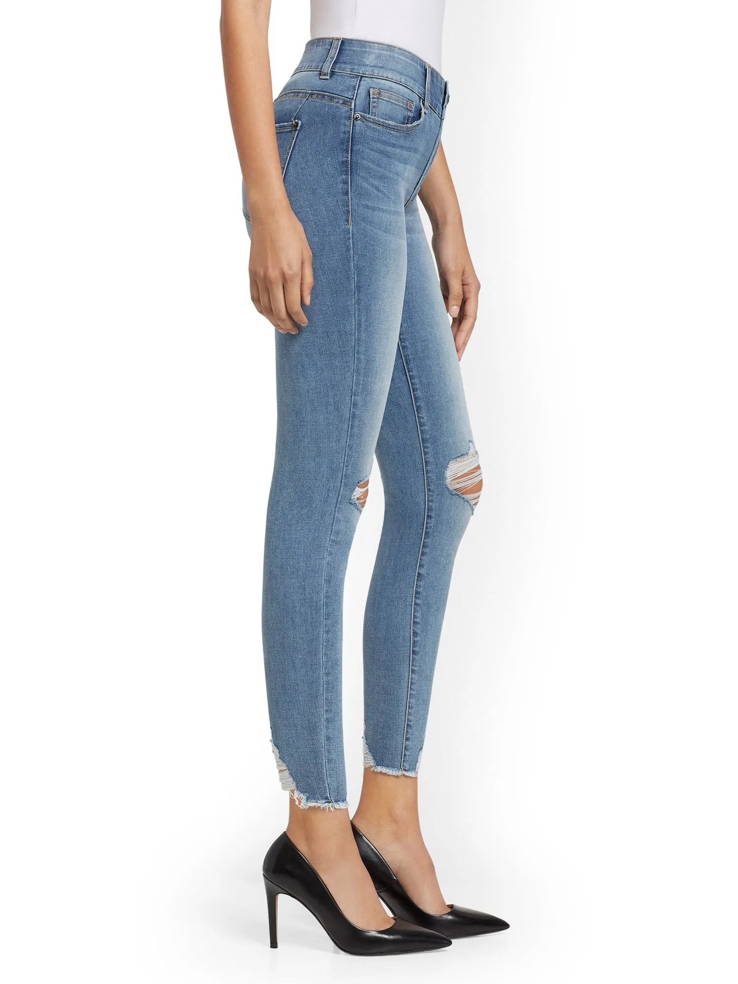 Mya Curvy High-Waisted Sculpting No Gap Super-Skinny Ankle Jeans - Lavish Blue