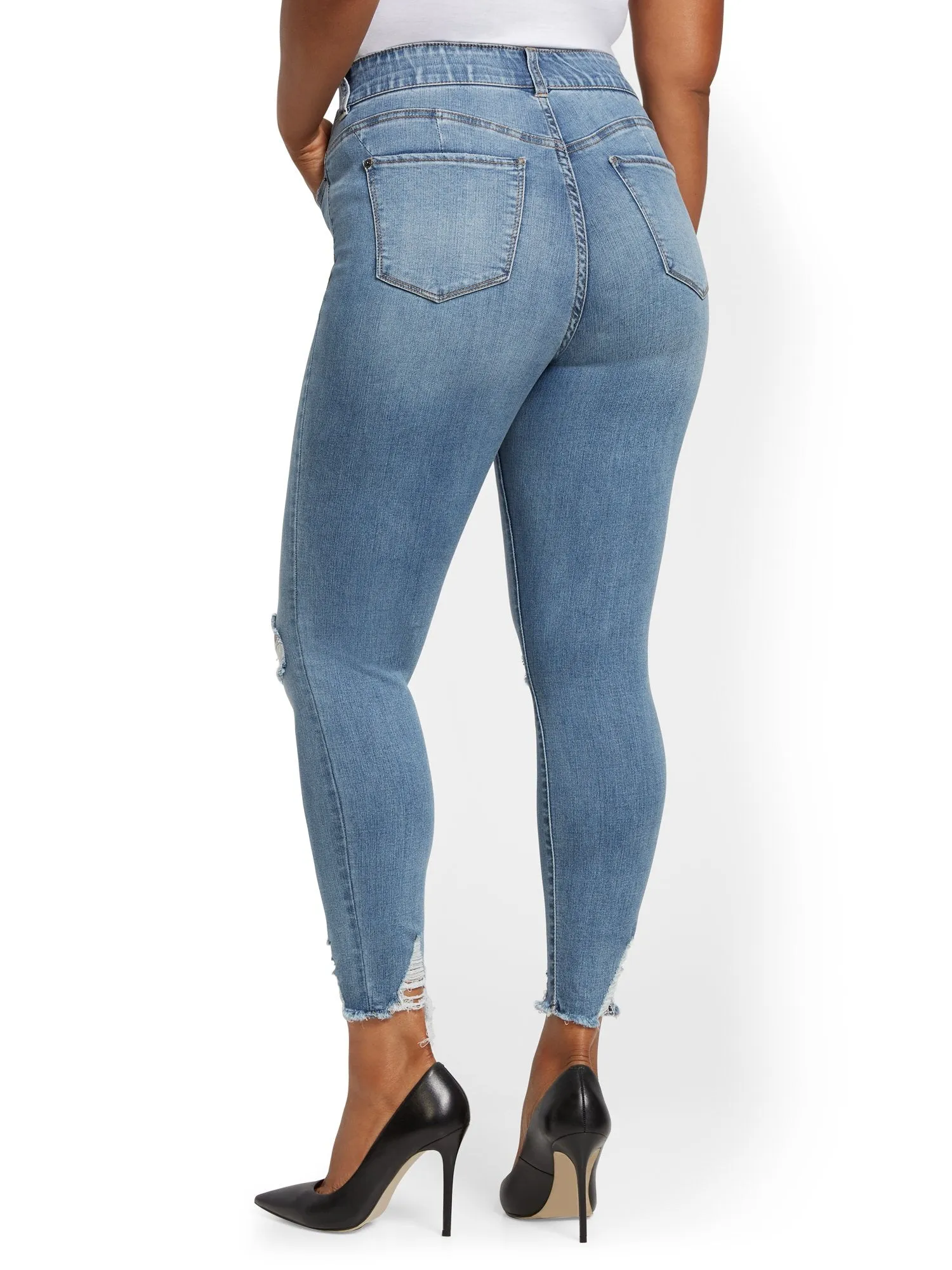 Mya Curvy High-Waisted Sculpting No Gap Super-Skinny Ankle Jeans - Lavish Blue
