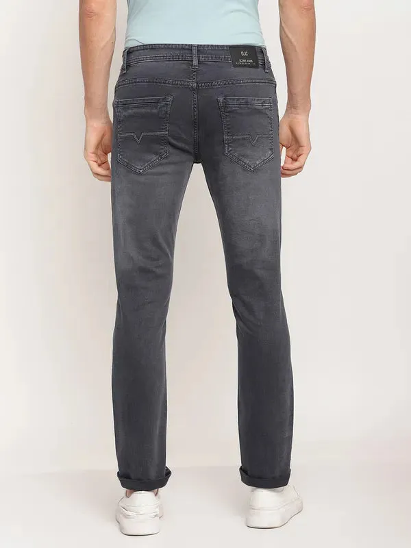 Octave Men Grey Low Distress Regular-Fit Mid-Rise Stretchable Jeans