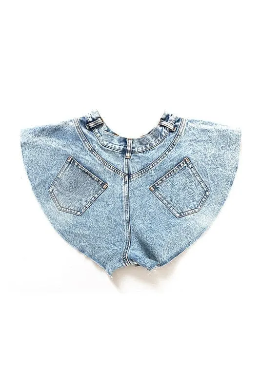PA907 Rhinestone Fringe Denim Shorts