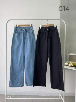Pack of 2 wide leg jeans sky blue and black