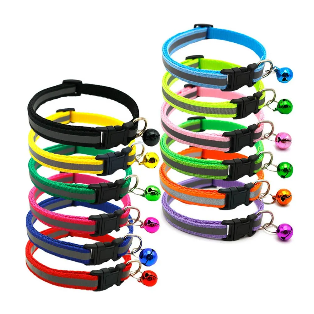 PAWS ASIA Suppliers Low Price  Customizable Bulk Reflective Cute Bell Plain Dog Collar Cat