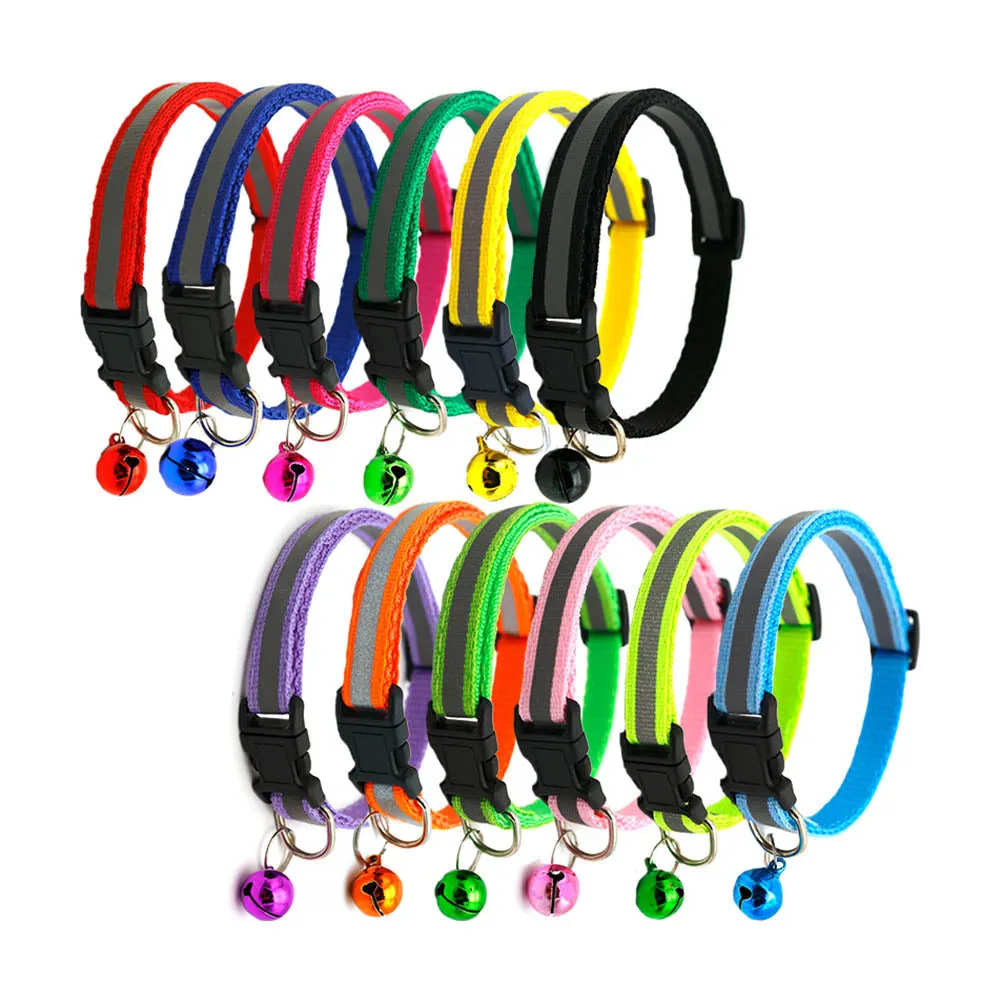 PAWS ASIA Suppliers Low Price  Customizable Bulk Reflective Cute Bell Plain Dog Collar Cat