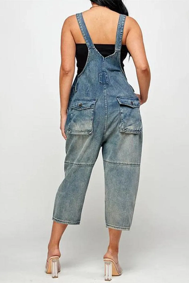 PC325 Washed Denim Overalls