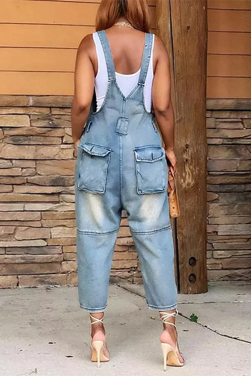 PC325 Washed Denim Overalls