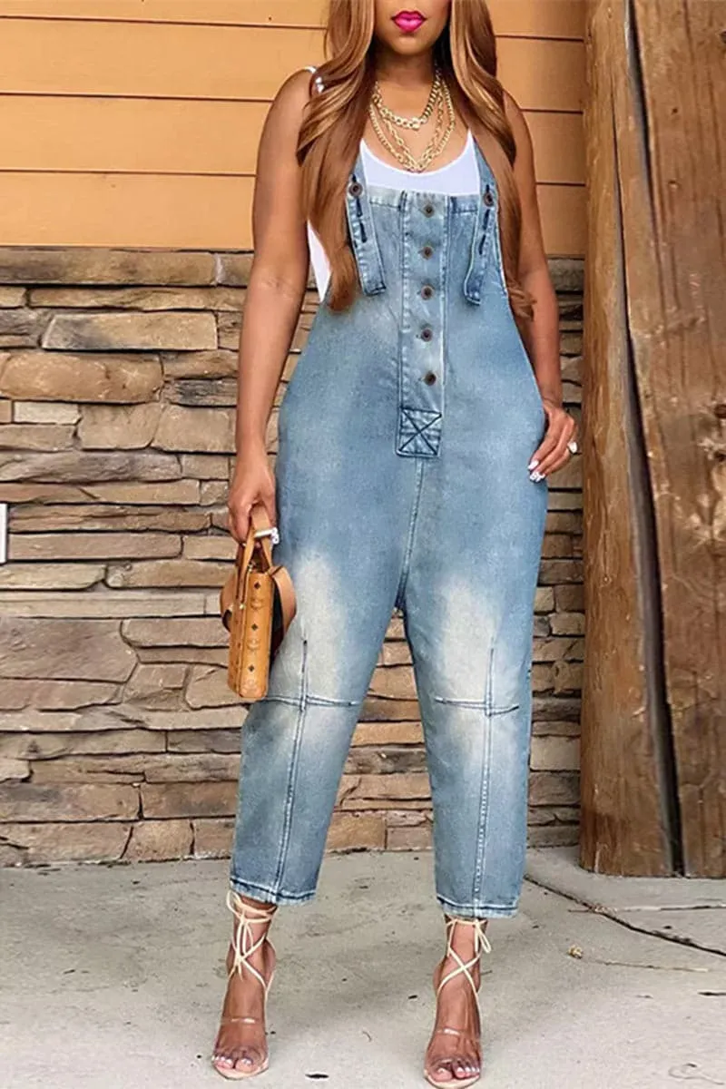 PC325 Washed Denim Overalls