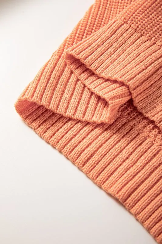 Peach Combo Color Block Knit Pullover - 2