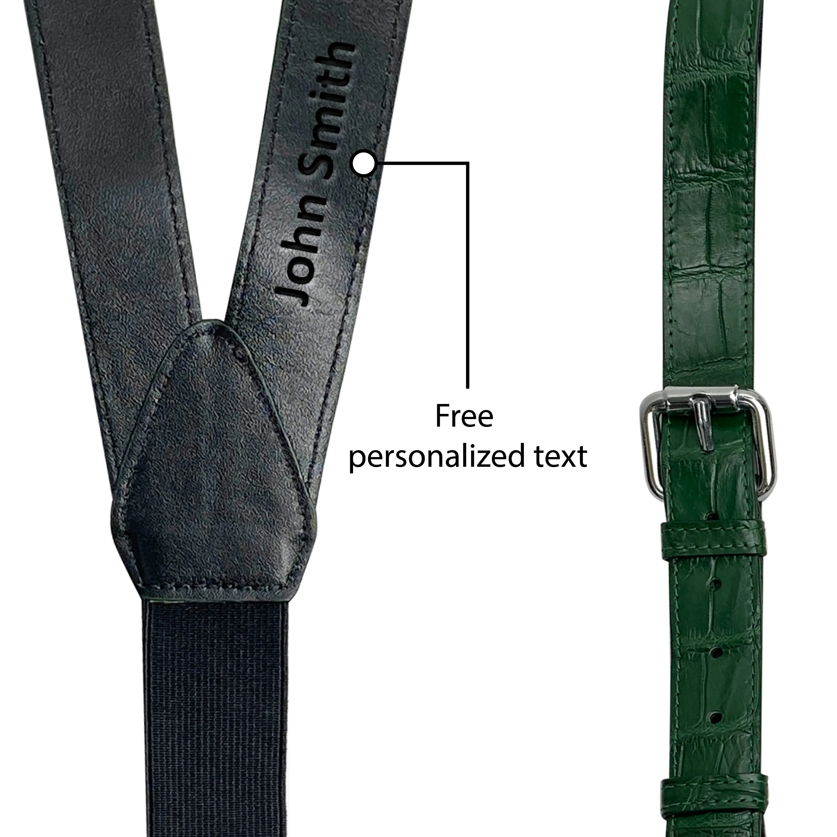 Personalized Alligator Leather Suspenders Men, Leather Suspenders, Men Green Suspenders, Handmade Leather Suspenders For Groomsmen