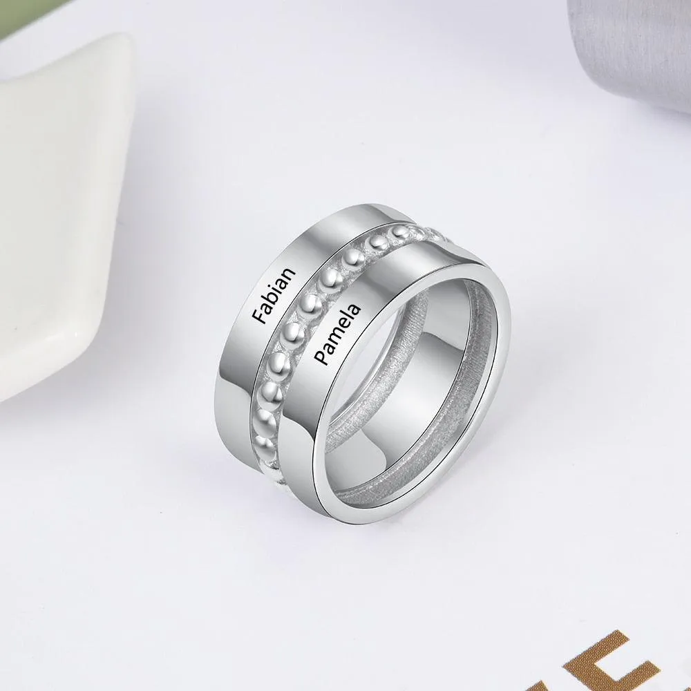 Personalized Double Promise Ring - Accentuated Band Design - Customized Gifts