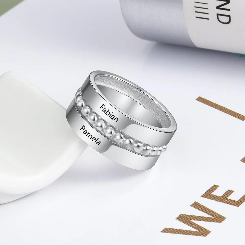 Personalized Double Promise Ring - Accentuated Band Design - Customized Gifts