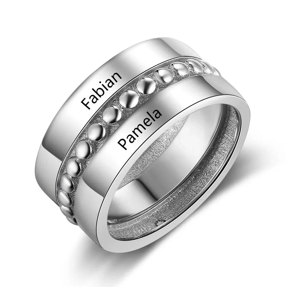 Personalized Double Promise Ring - Accentuated Band Design - Customized Gifts