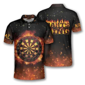 Personalized Name Darts King Fire Polo Shirt, Cool Dart Sport Shirt, Shirt for Man