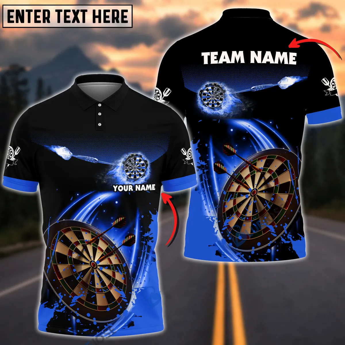 Personalized Name Team Dart Fire 3D Polo Shirt, Perfect Gift for Dart Player, Gift for Team
