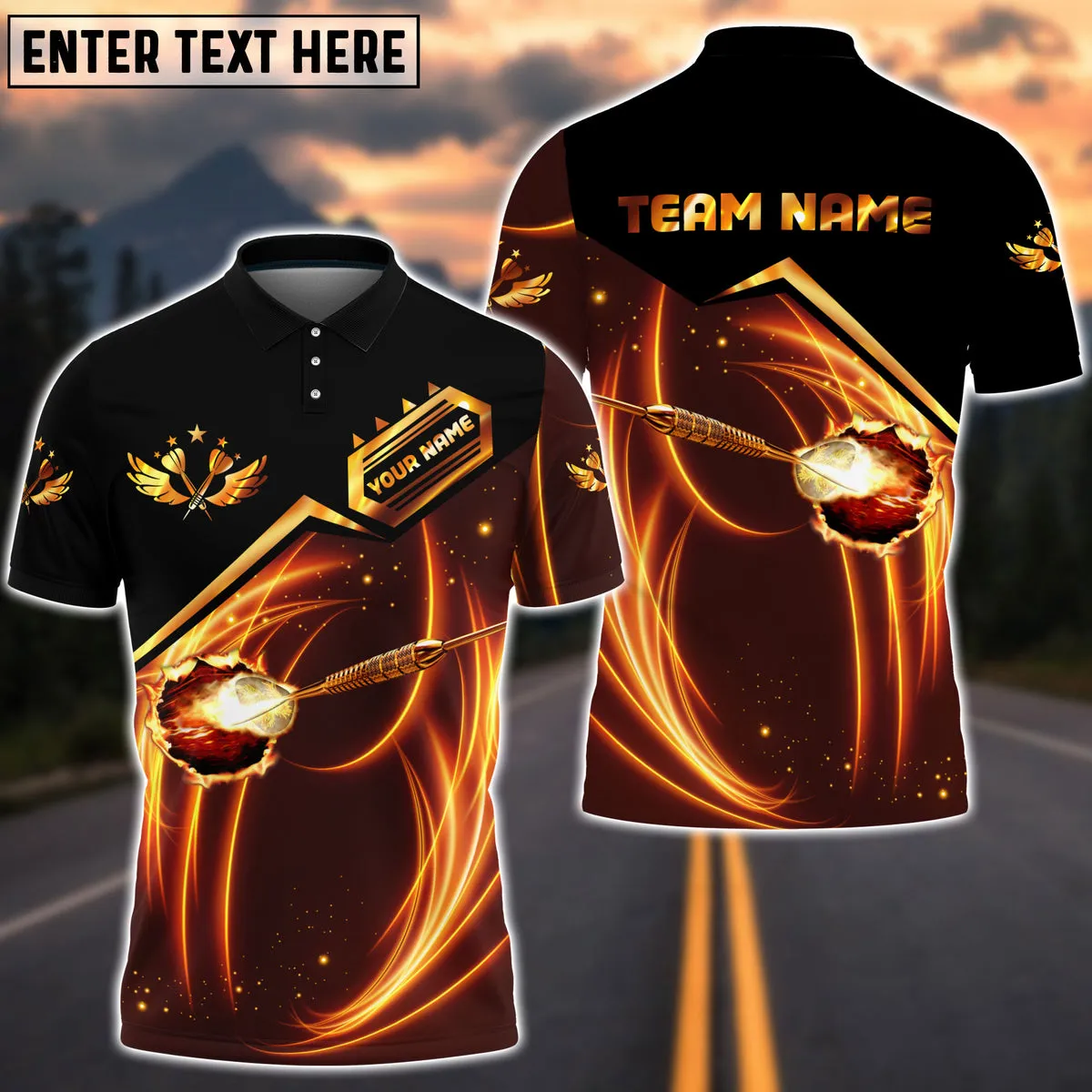 Personalized Name Team Dart Fire 3D Polo Shirt, Perfect Gift for Dart Player, Gift for Team