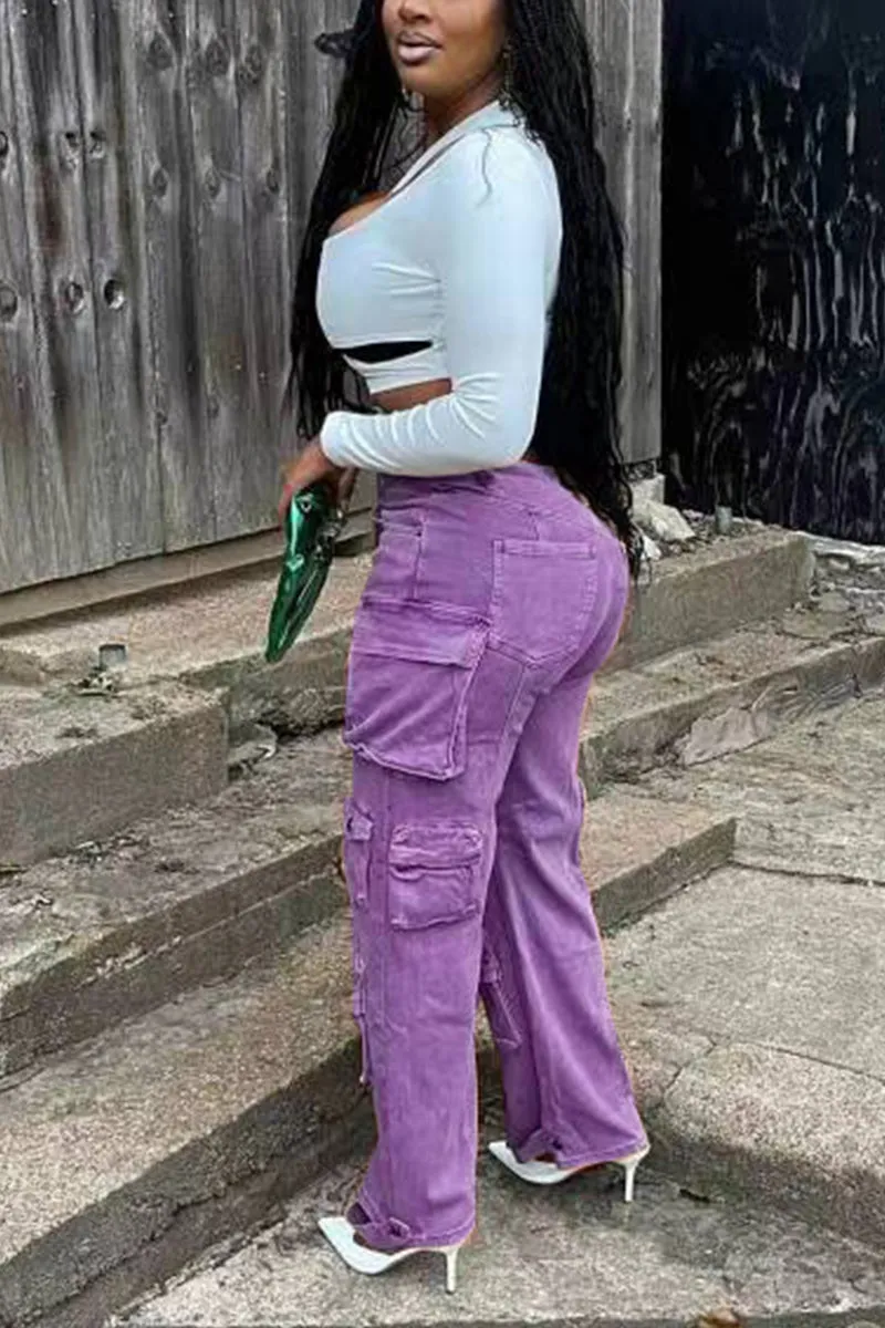 PH0456 Denim Cargo Long Pants