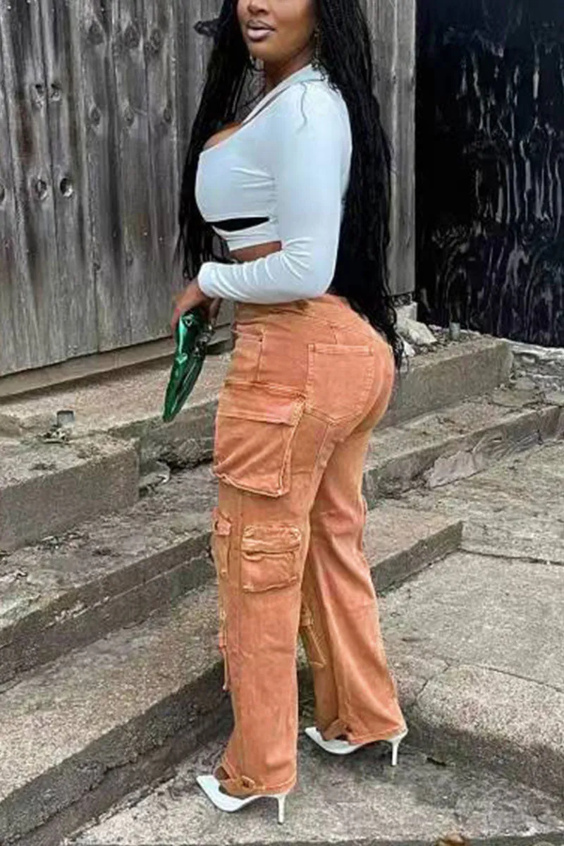 PH0456 Denim Cargo Long Pants