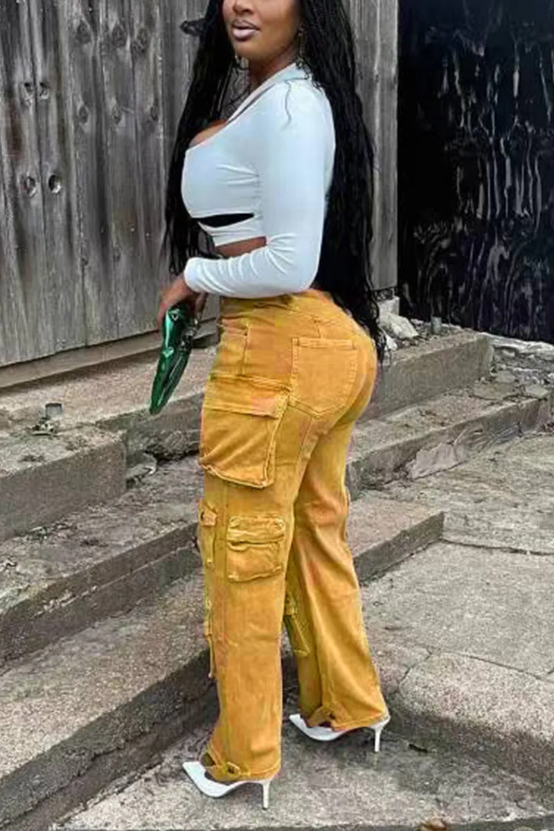 PH0456 Denim Cargo Long Pants