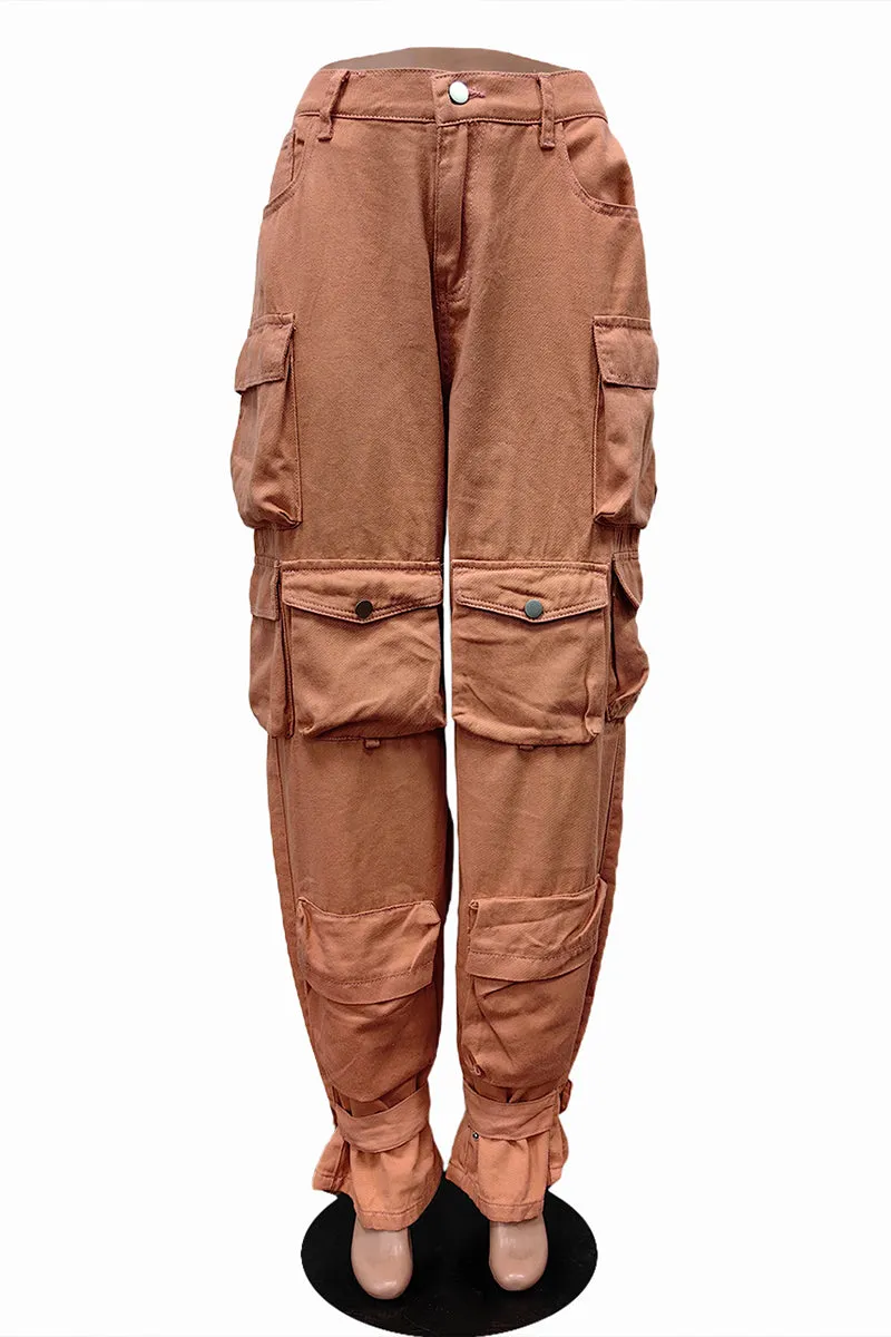 PH0456 Denim Cargo Long Pants