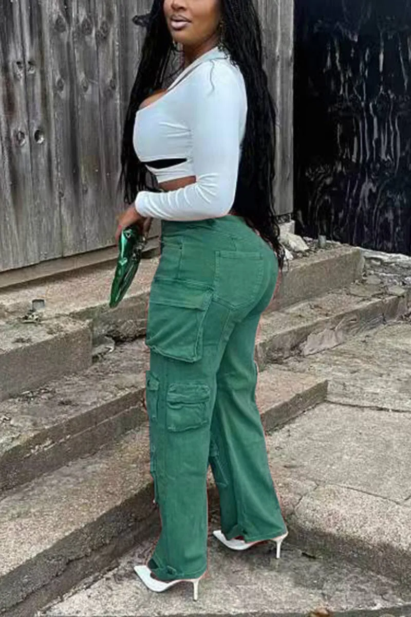 PH0456 Denim Cargo Long Pants