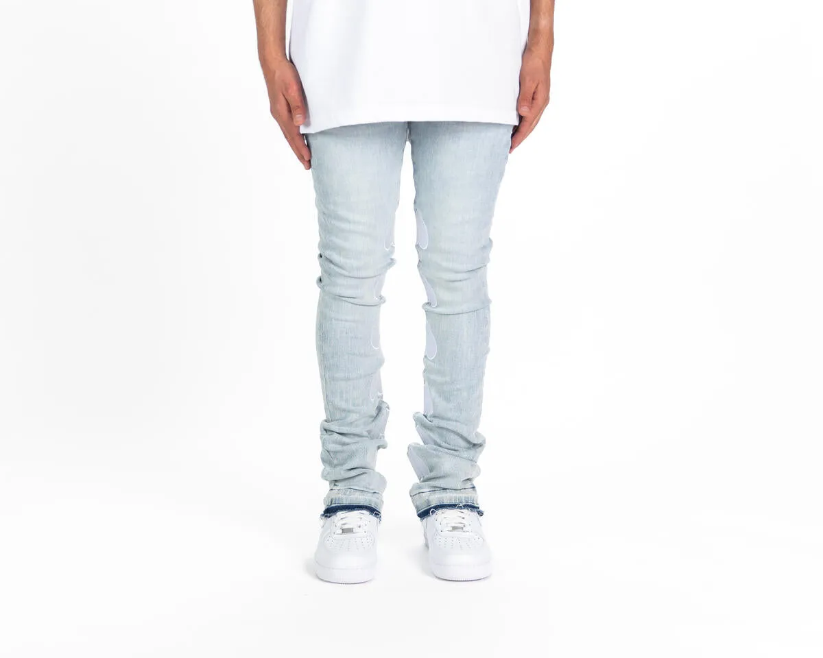 Pheelings CONNECTING SOULS FLARE STACK DENIM-EMBROIDERY (LIGHT BLUE)