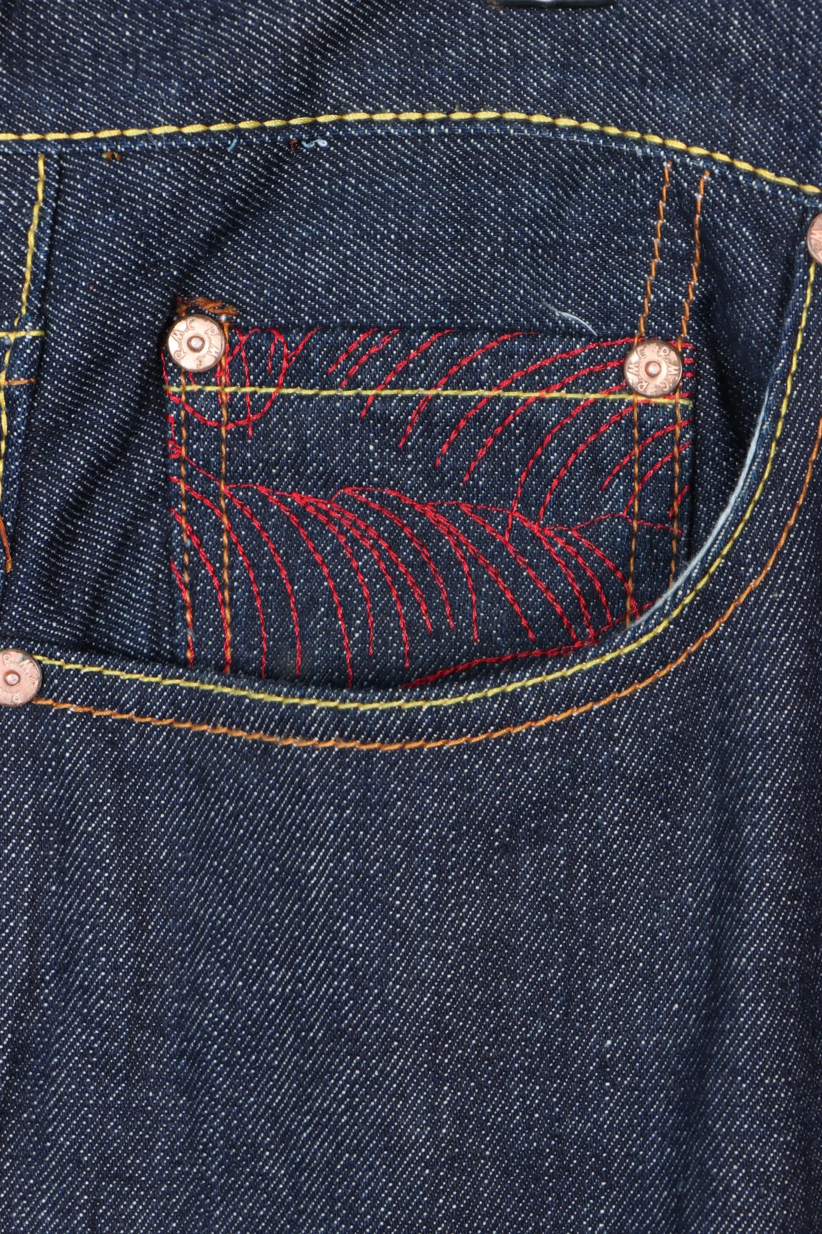RMC Red Monkey "Let It Bee!" Embroidered Y2K Jeans (40)