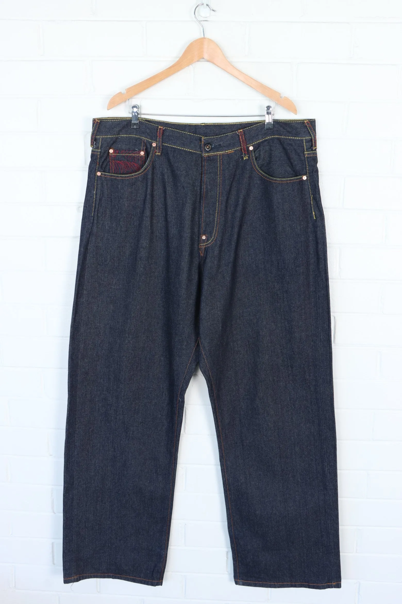 RMC Red Monkey "Let It Bee!" Embroidered Y2K Jeans (40)