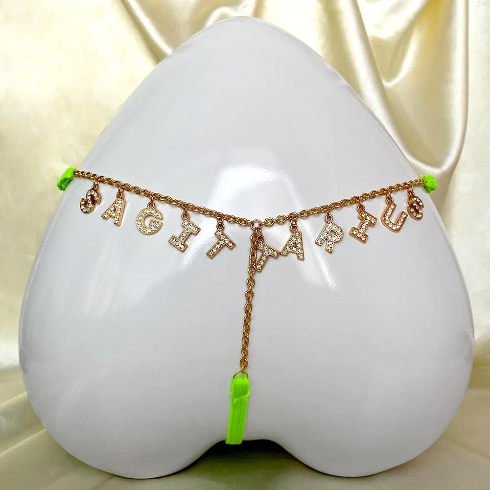 Sexy Rhinestone Golden Waist Body Chain