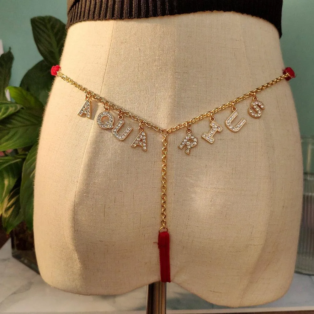Sexy Rhinestone Golden Waist Body Chain