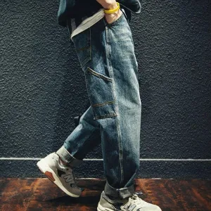 Side Pocket Straight Jeans P0018