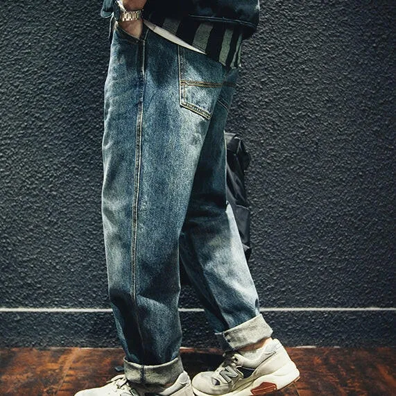 Side Pocket Straight Jeans P0018