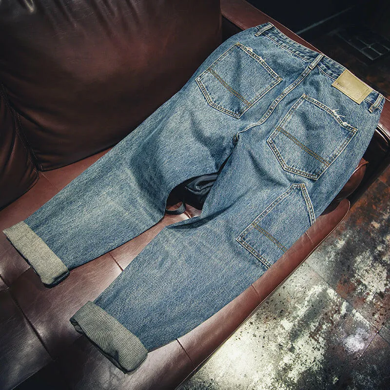 Side Pocket Straight Jeans P0018