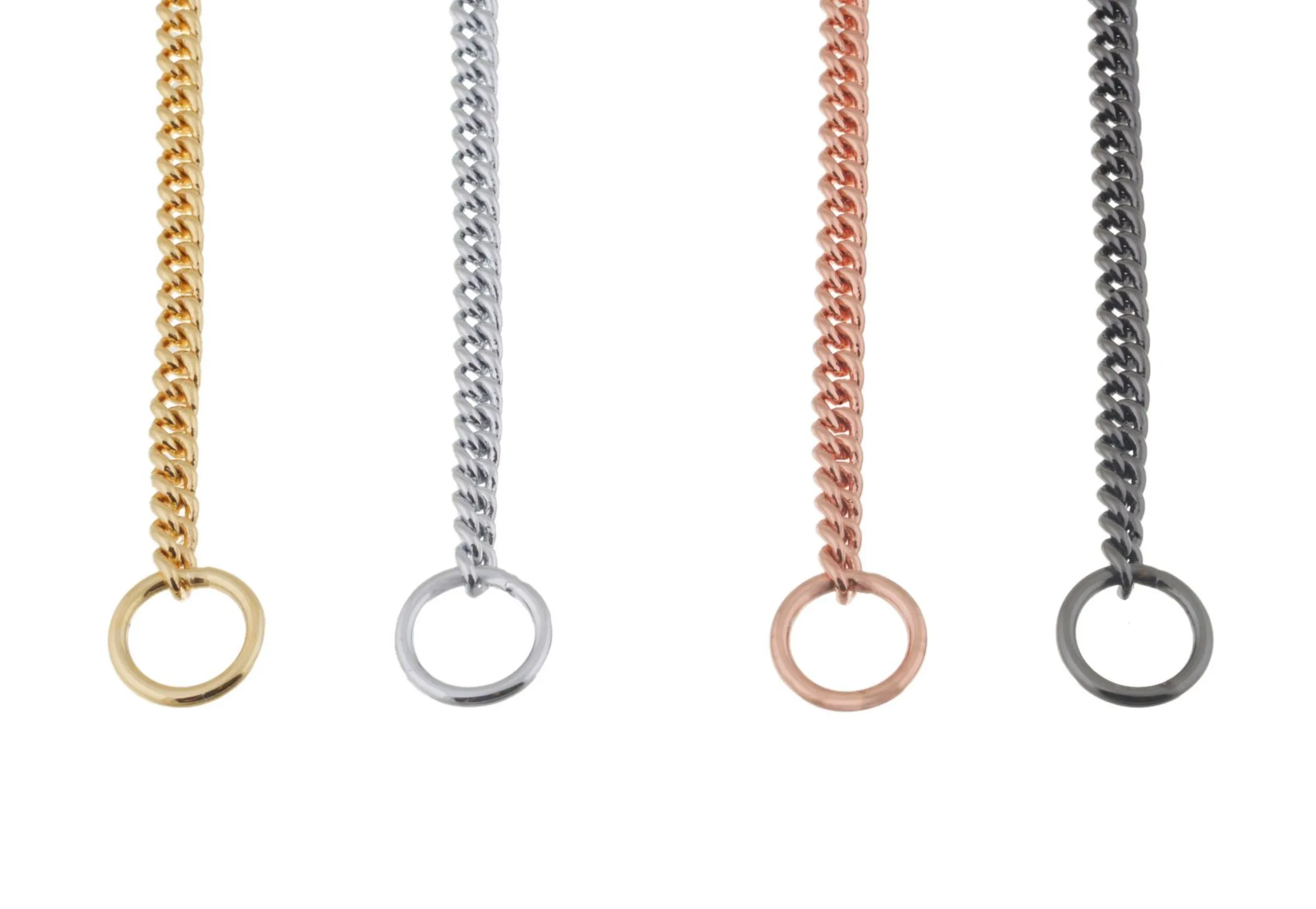 Slip Curve Show Chain Collar - Black Metal Chain