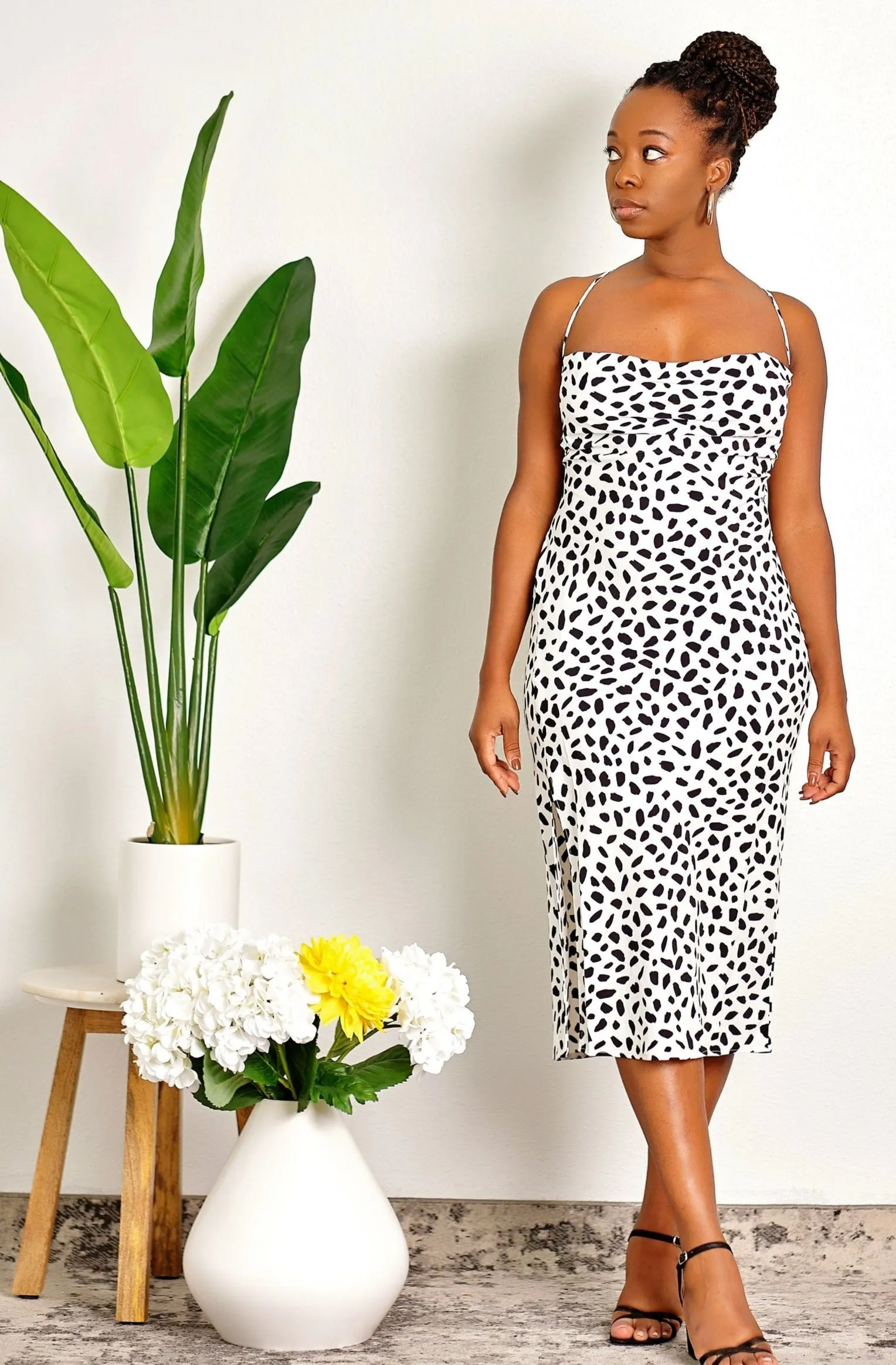 Slip into It Cheetah Print Cowl Neck Midi Length Slip Dress
