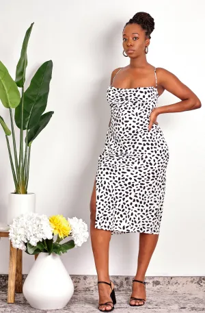 Slip into It Cheetah Print Cowl Neck Midi Length Slip Dress