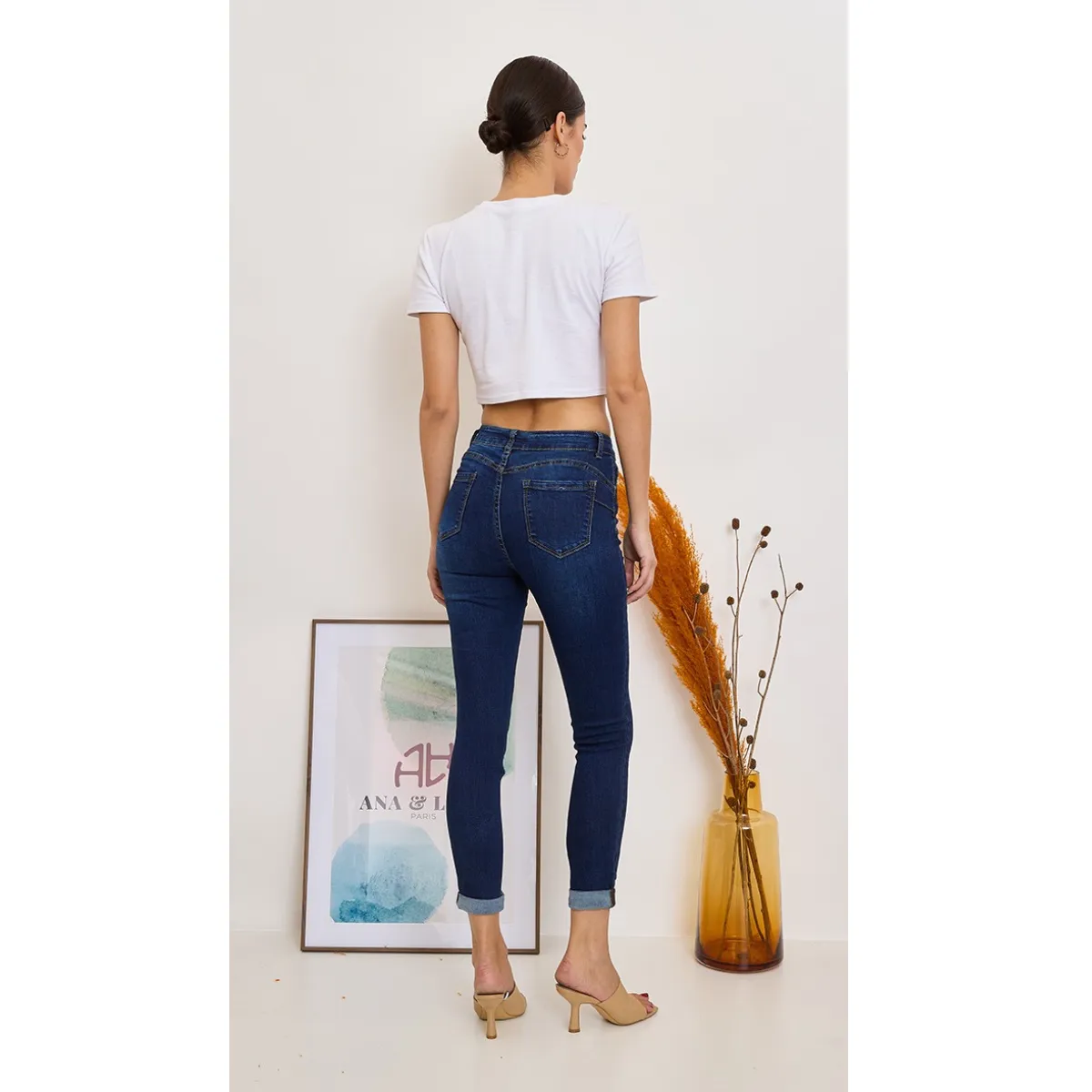 Smalle jeans mørk denim