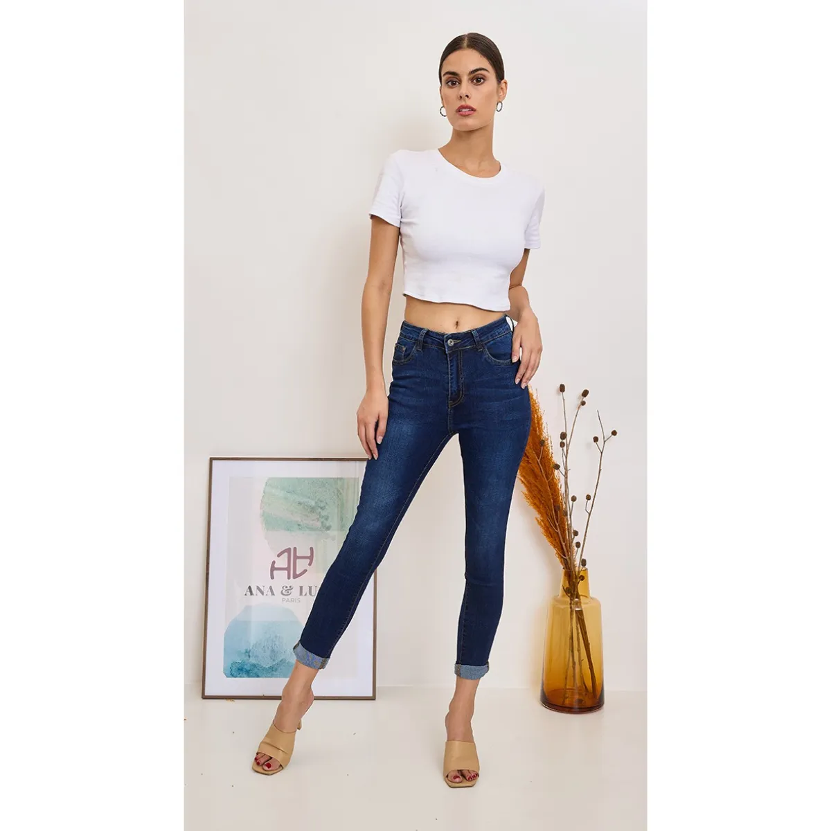 Smalle jeans mørk denim
