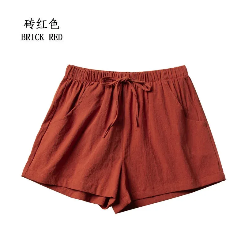 Solid Casual Linen Shorts Summer High Waist Women Workout Shorts Fashion Gym Sports Shorts Ladies Shorts Sport Basic Pants Femme