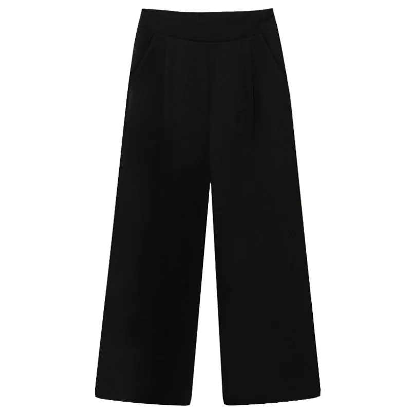 Summer Chiffon Wide Leg Pants Women Drape Ice Silk High Waist Straight Petite Casual Pants